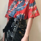 Short Sleeve Dragon Pattern Blouse Shirt