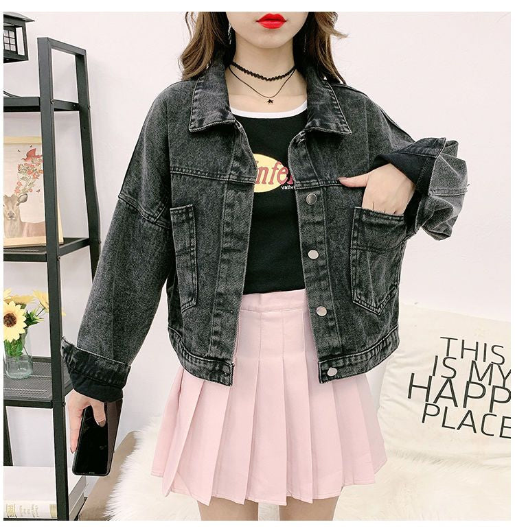 Long Sleeve Cropped Colorful Denim Jackets