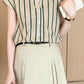 Striped Pattern Sleeveless Office Blouse Shirt