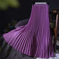 High Waist Solid Colors Long Pleated Skirts