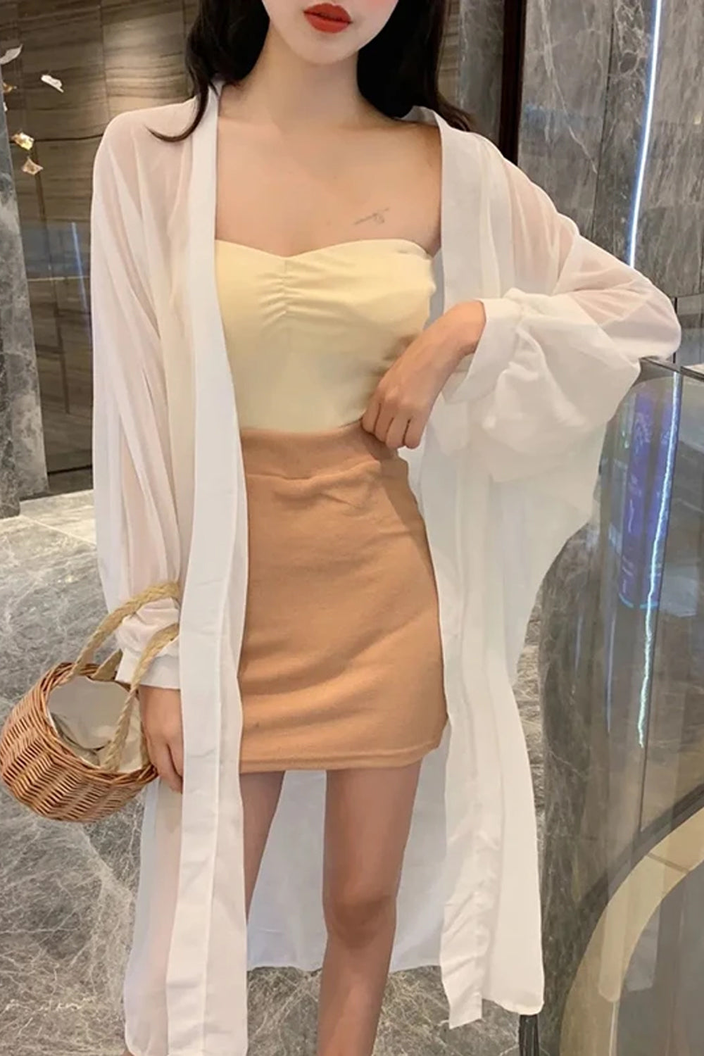 Long Chiffon Transparent Blouse Shirts