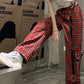 High Waist Red Plaid Hip Hop Pants