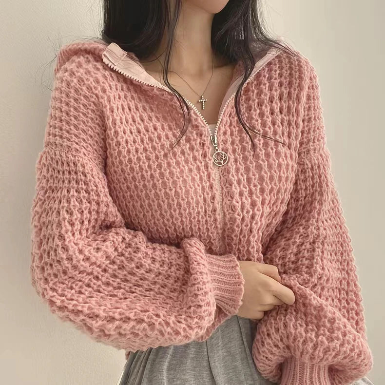 Long Sleeve Hooded Warm Cardigan Sweater