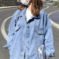 Loose Basic Blue Denim Jeans Jacket