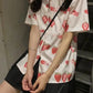 Short Sleeve Strawberry Printed Blouse Shirts