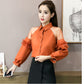 Long Puff Sleeve Transparent Collar Blouse Shirt