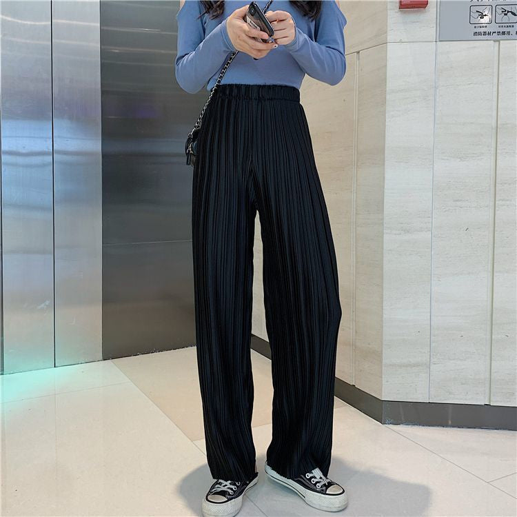 High Waist Loose Casual Pleated Long Pants