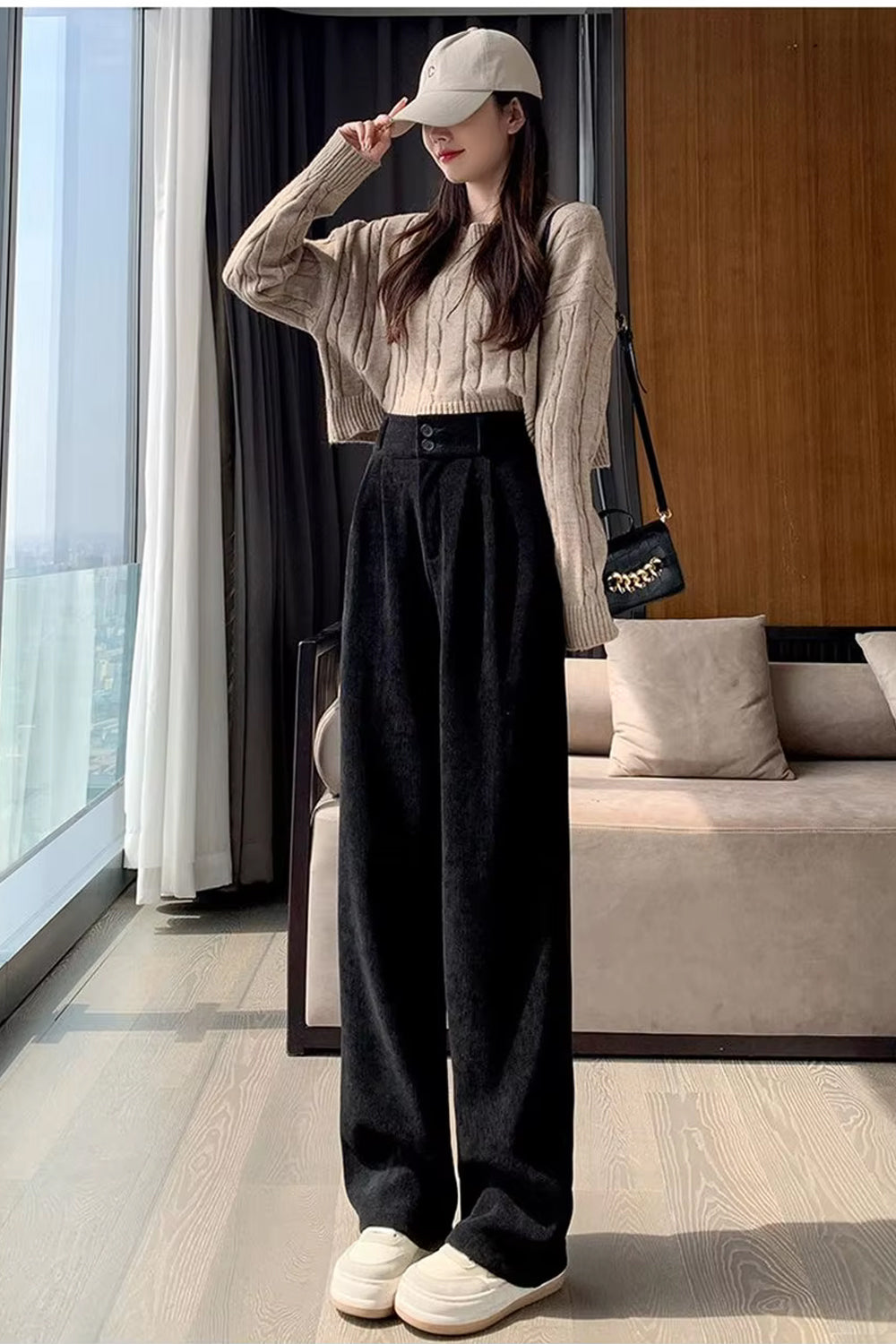 High Waist Loose Retro Corduroy Pants