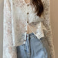 Long Sleeve Knitted Semi Transparent Embroidery Crochet Shirt