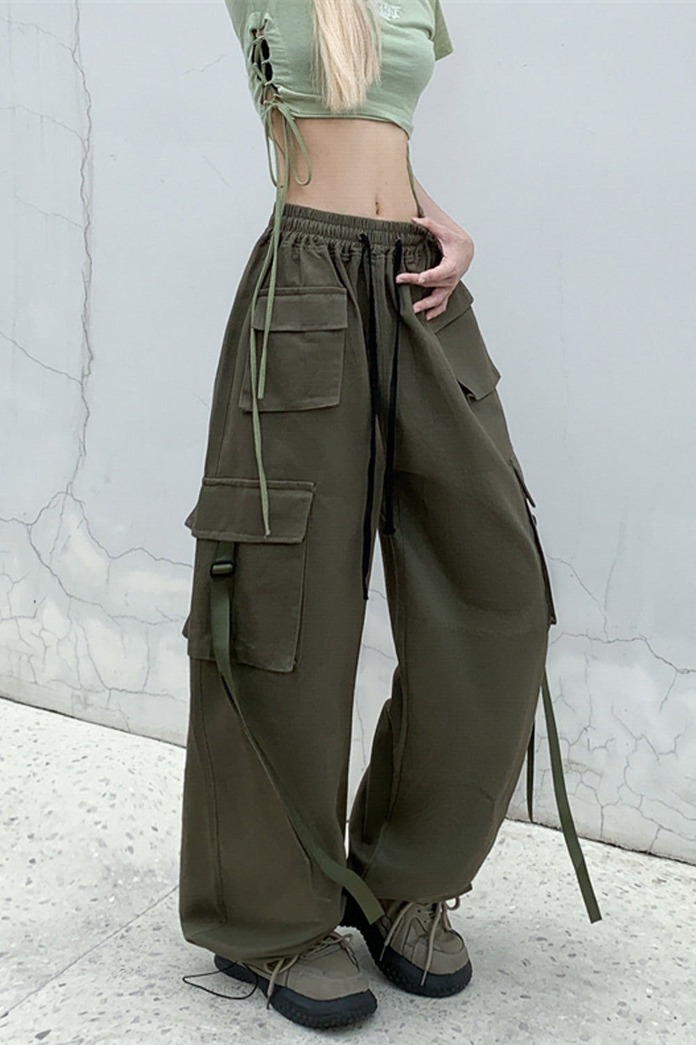 High Waist Wide Leg Cargo Pants