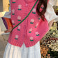 Cute Floral Pattern Pink Vest Sweater