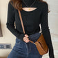 Long Sleeve Sexy Cut Out Mock Neck Knitted Sweater