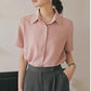 Short Sleeve Lapel Neck Office Blouse Shirts