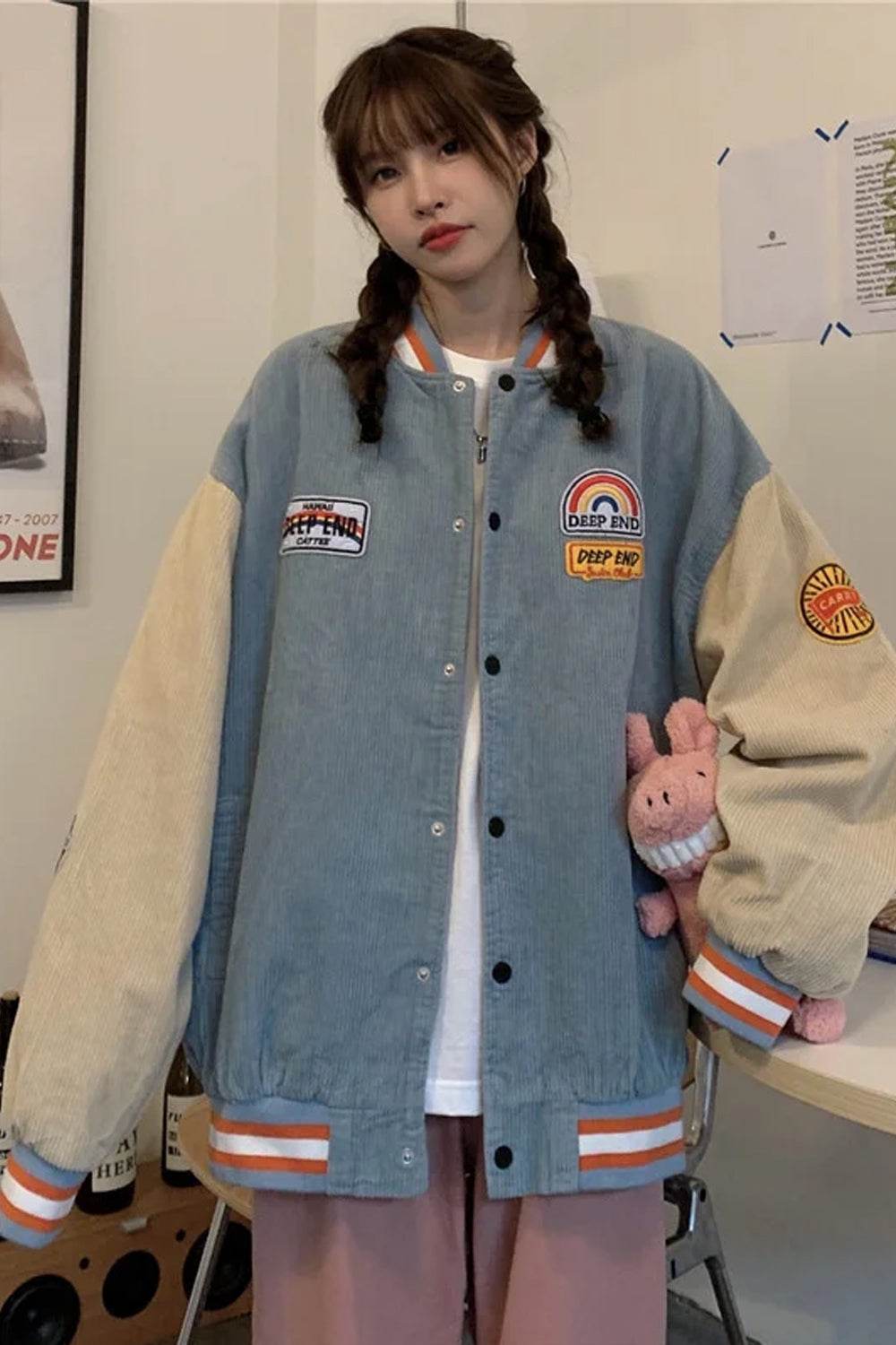 Retro Embroidered Corduroy Baseball Jacket