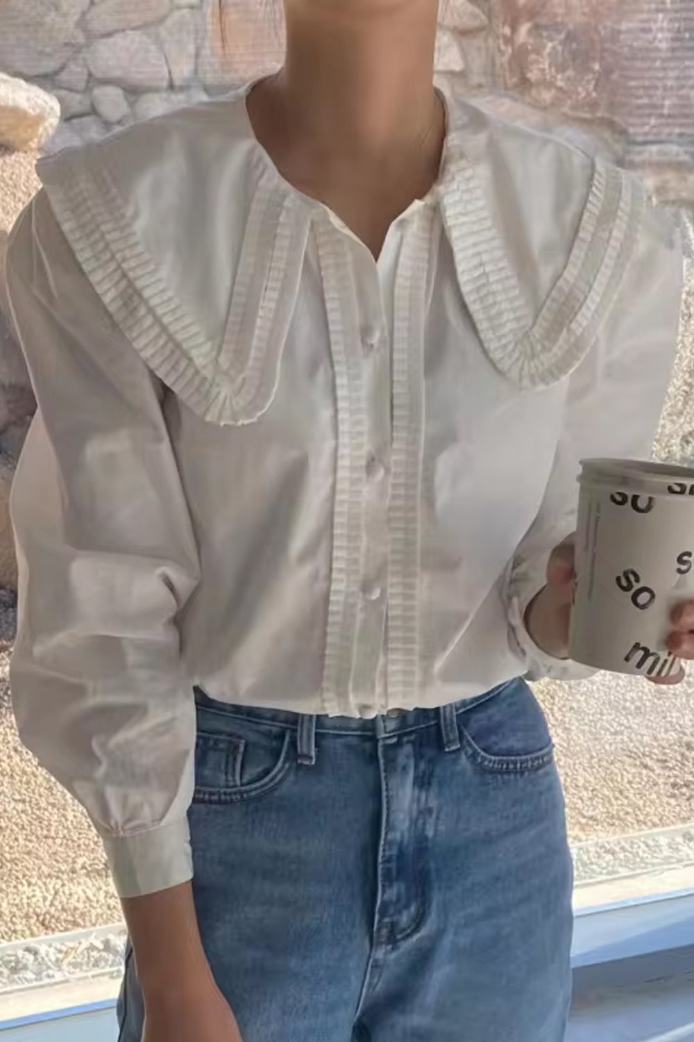 Long Puff Sleeve Peter Pan Collar Blouse Shirt