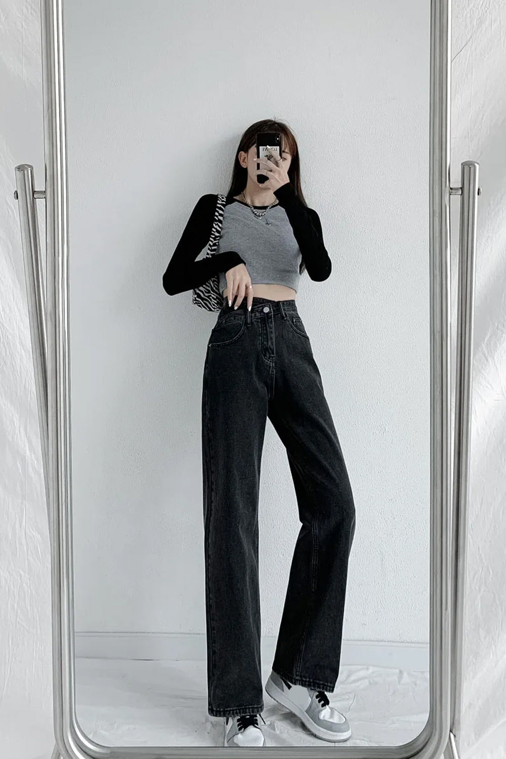 Cross Waist Wide Leg Long Jeans Pants