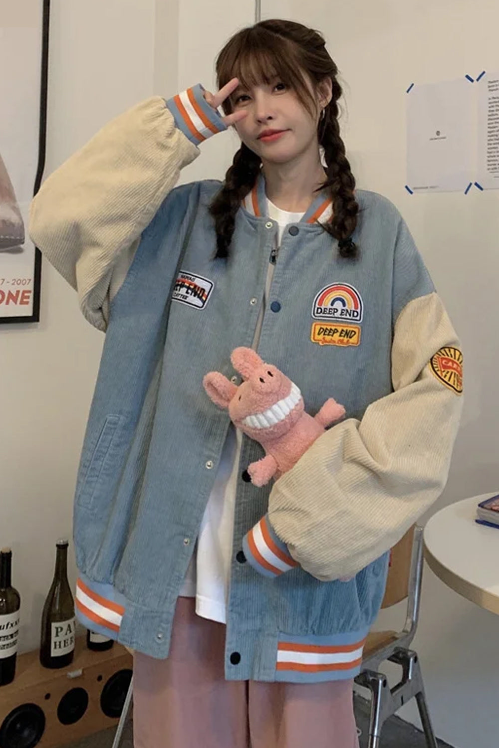 Retro Embroidered Corduroy Baseball Jacket