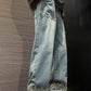 Flame Embroidered Hip Hop Men Jeans Pants