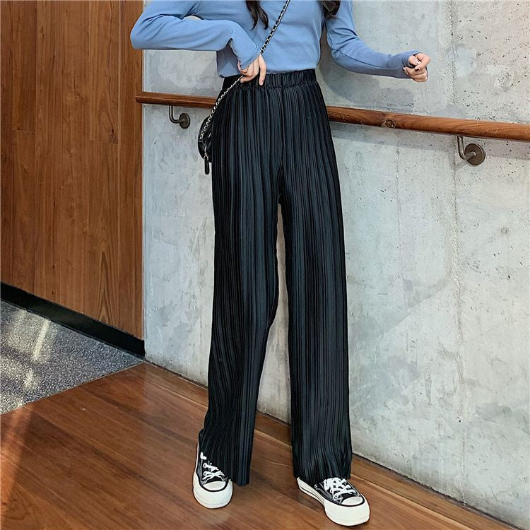 High Waist Loose Casual Pleated Long Pants