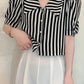 Puff Sleeve Cute Bow Collar Striped Office Blouse Shirts