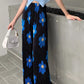 Loose Daisy Pattern Pleated Long Pants