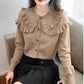 Cute Ruffled Peter Pan Collar Slim Sweater