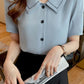 Short Sleeve Turn Down Collar Office Blouse Shirts