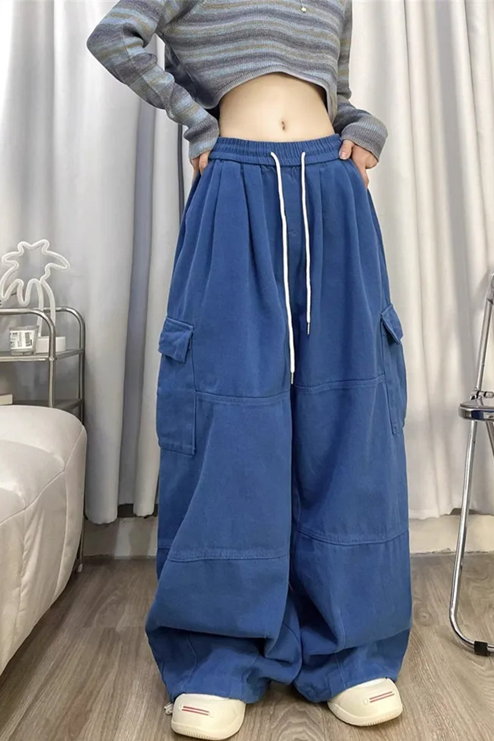 Loose Wide Leg Cargo Pockets Sweatpants