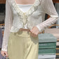 Long Sleeve Lace Bow Ruffles Shirts