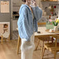 Loose Sweet Knitted Hooded Button Sweater