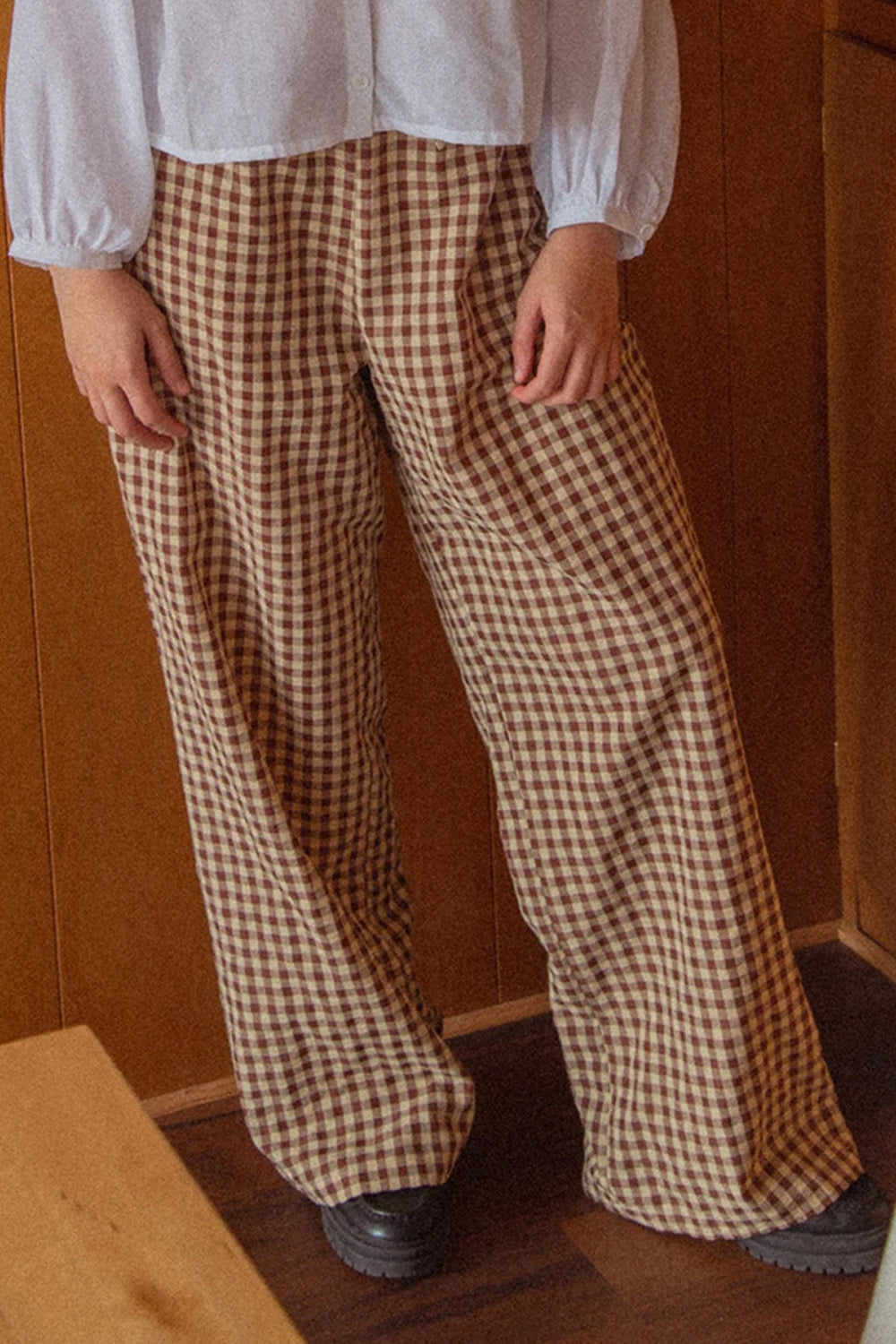 Elastic Waist Casual Plaid Pants