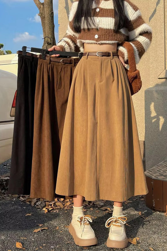 High Waist Long Autumn Corduroy Skirts