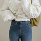 Long Sleeve V-Neck Irregular Button Knitted Cardigan Sweater