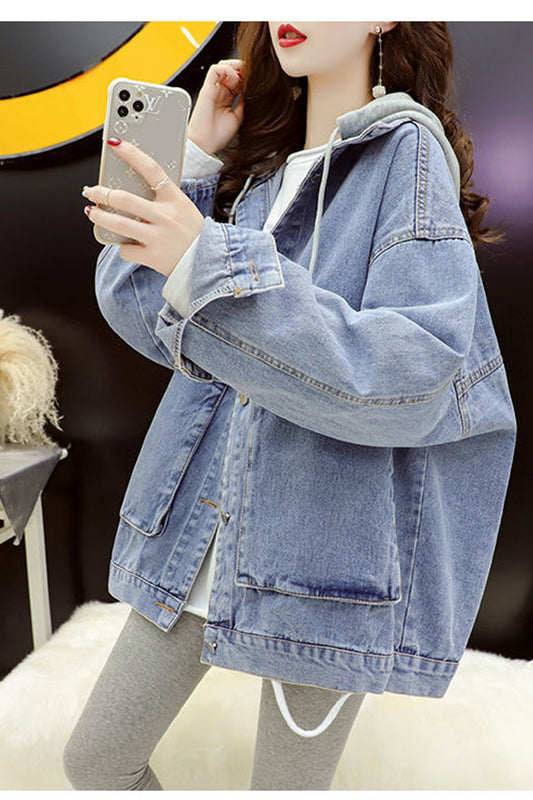 Loose Casual Hooded Denim Jacket