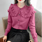 Cute Ruffled Peter Pan Collar Slim Sweater