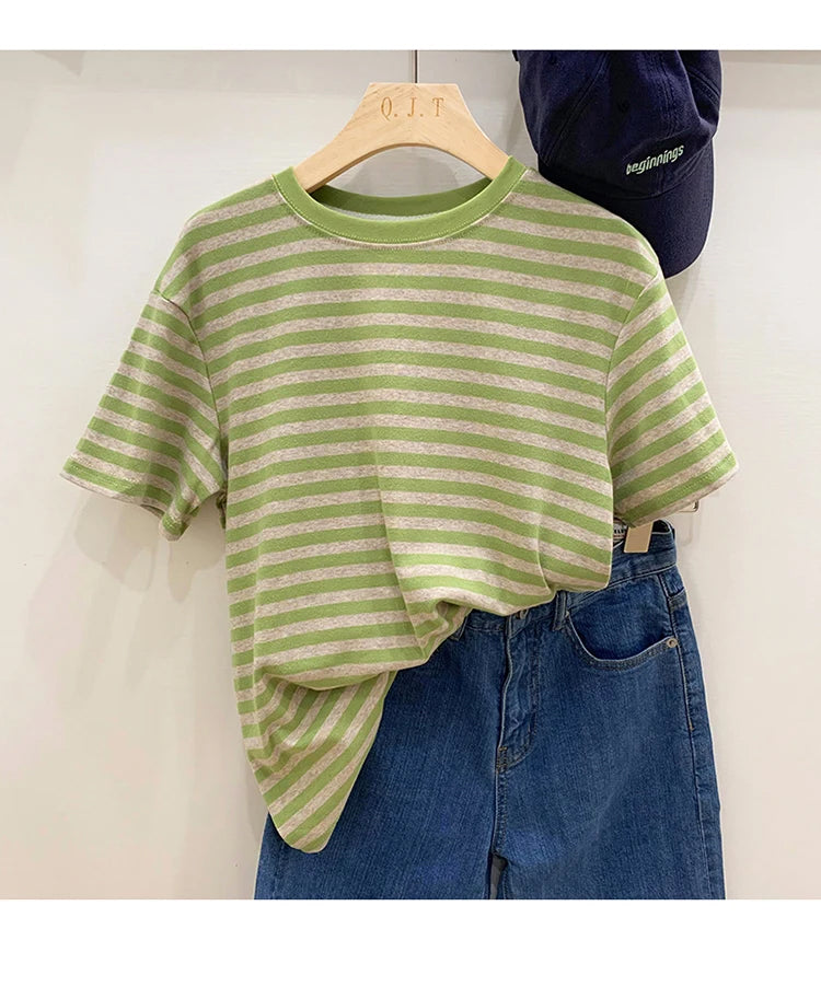 Short Sleeve Colors Striped Shirts