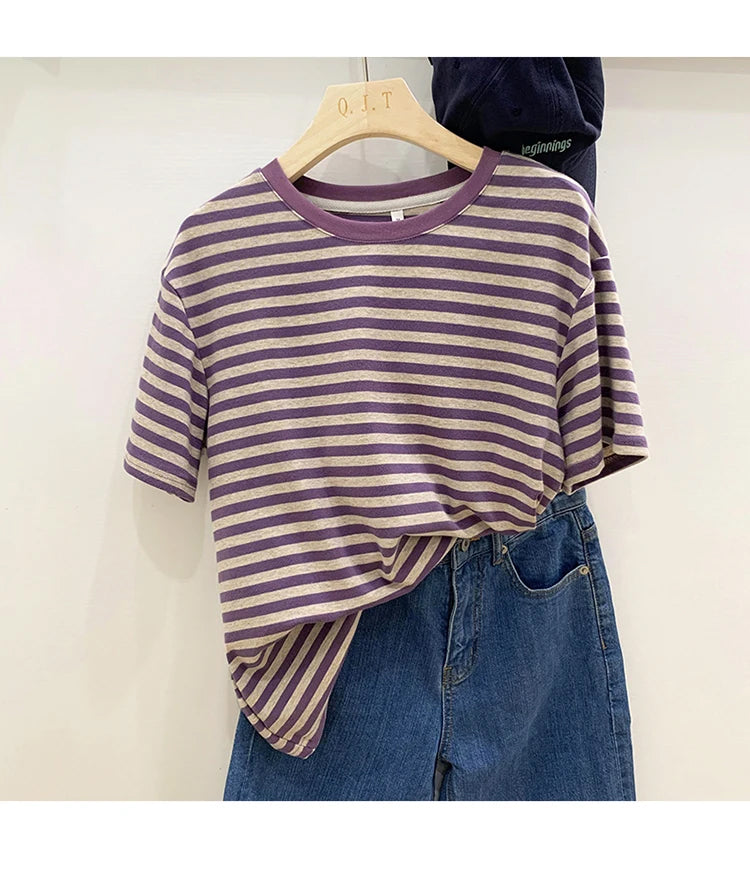 Short Sleeve Colors Striped Shirts