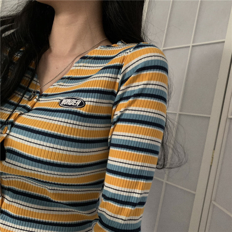 Retro Striped Slim Sweater