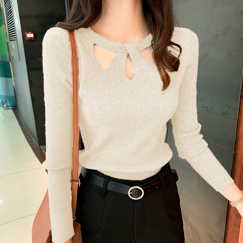 Sexy Hollow Neck Slim Stretch Sweater