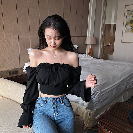 Sexy Off Shoulder Square Collar Crop Tops