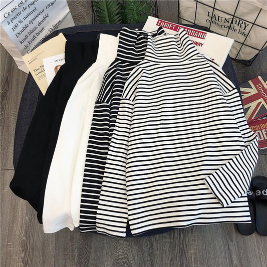 Long Sleeve Turtleneck Striped Shirts