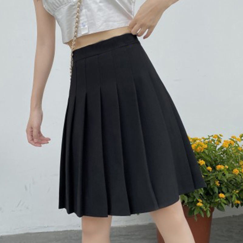 Black high waisted 2024 knee length skirt