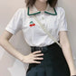 Cherry Pocket Embroidered Collar Shirts