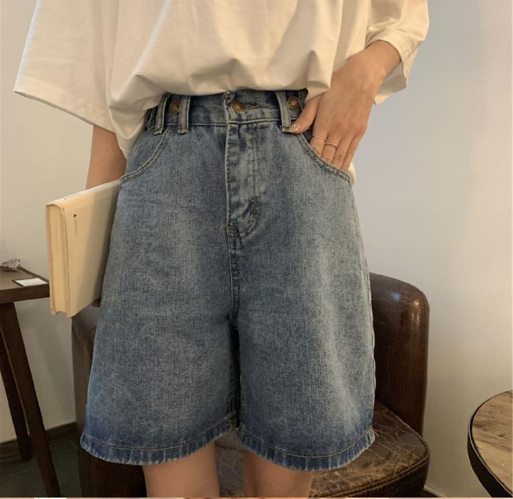 High Waist Loose Straight Denim Shorts Jeans