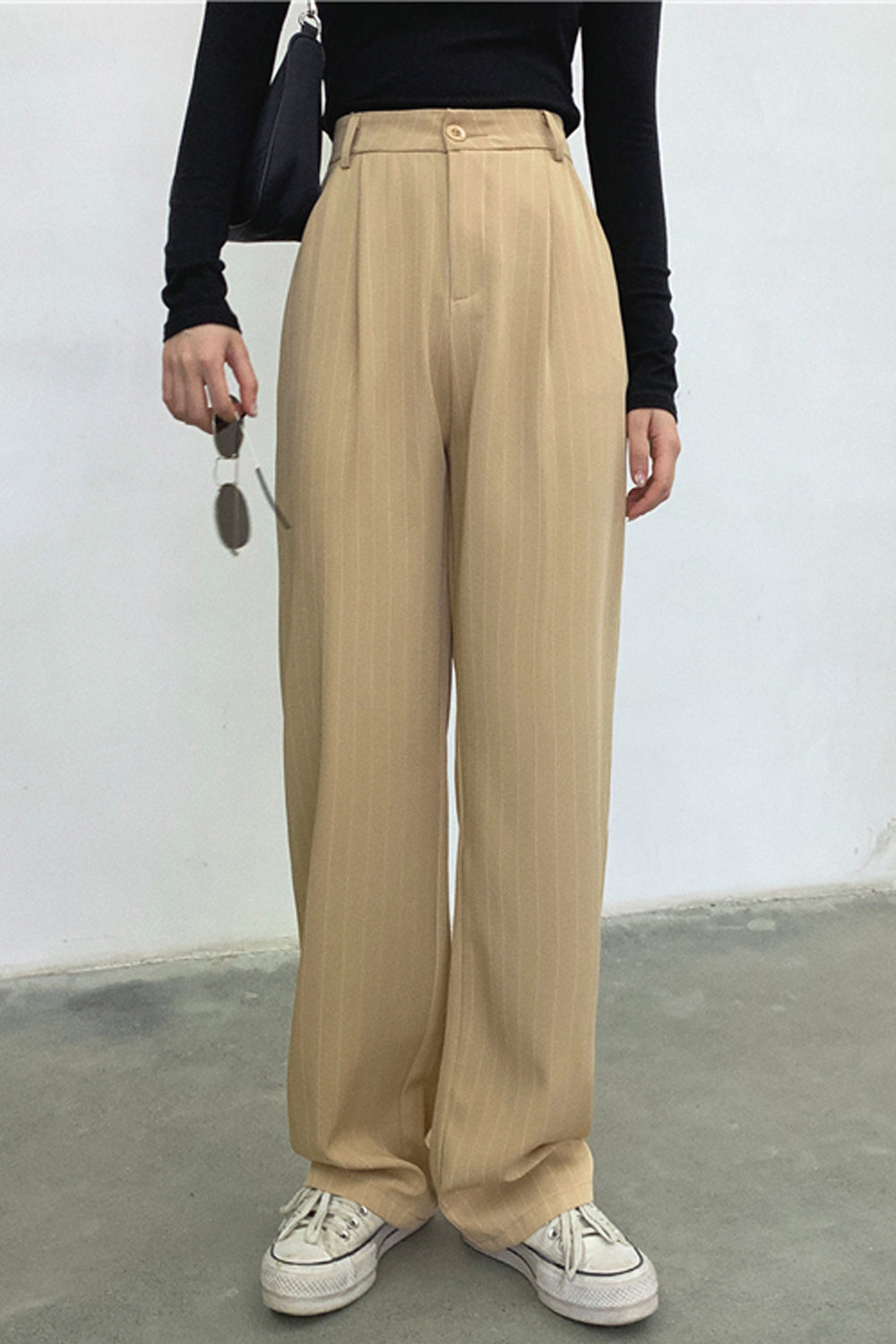 High Waist Elegant Striped Office Pants