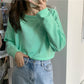 Long Sleeve Candy Colors Crop Slim Shirts