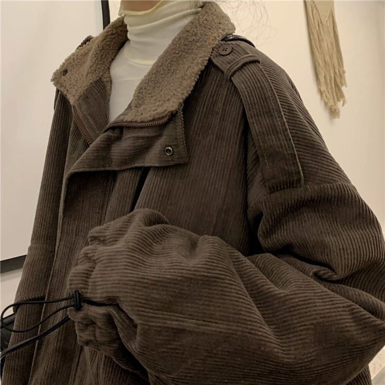 Loose Thick Corduroy Parka Jackets