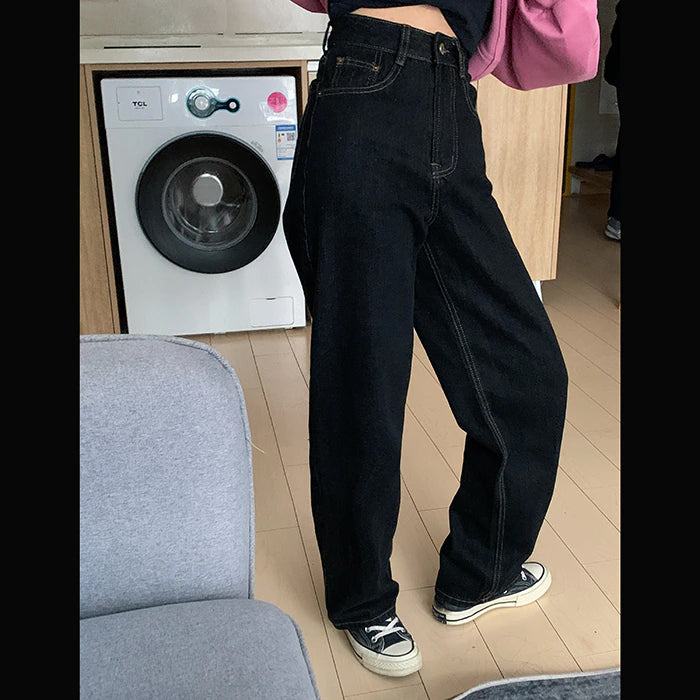 High Waist Wide Leg Black Long Jeans Pants