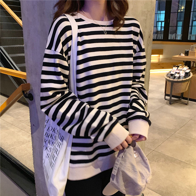 O-Neck Striped Casual Sweatshirt