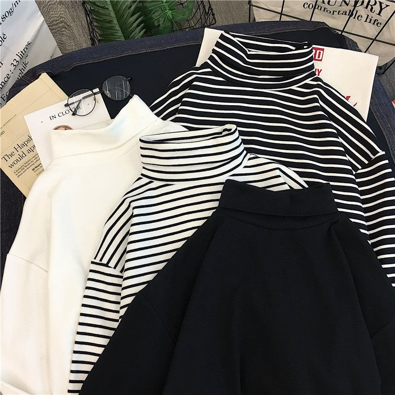 Long Sleeve Turtleneck Striped Shirts